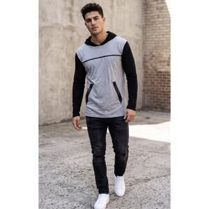 Ring Of Fire - Men’s Black And Gray Long Sleeve Hoodie - Size Medium